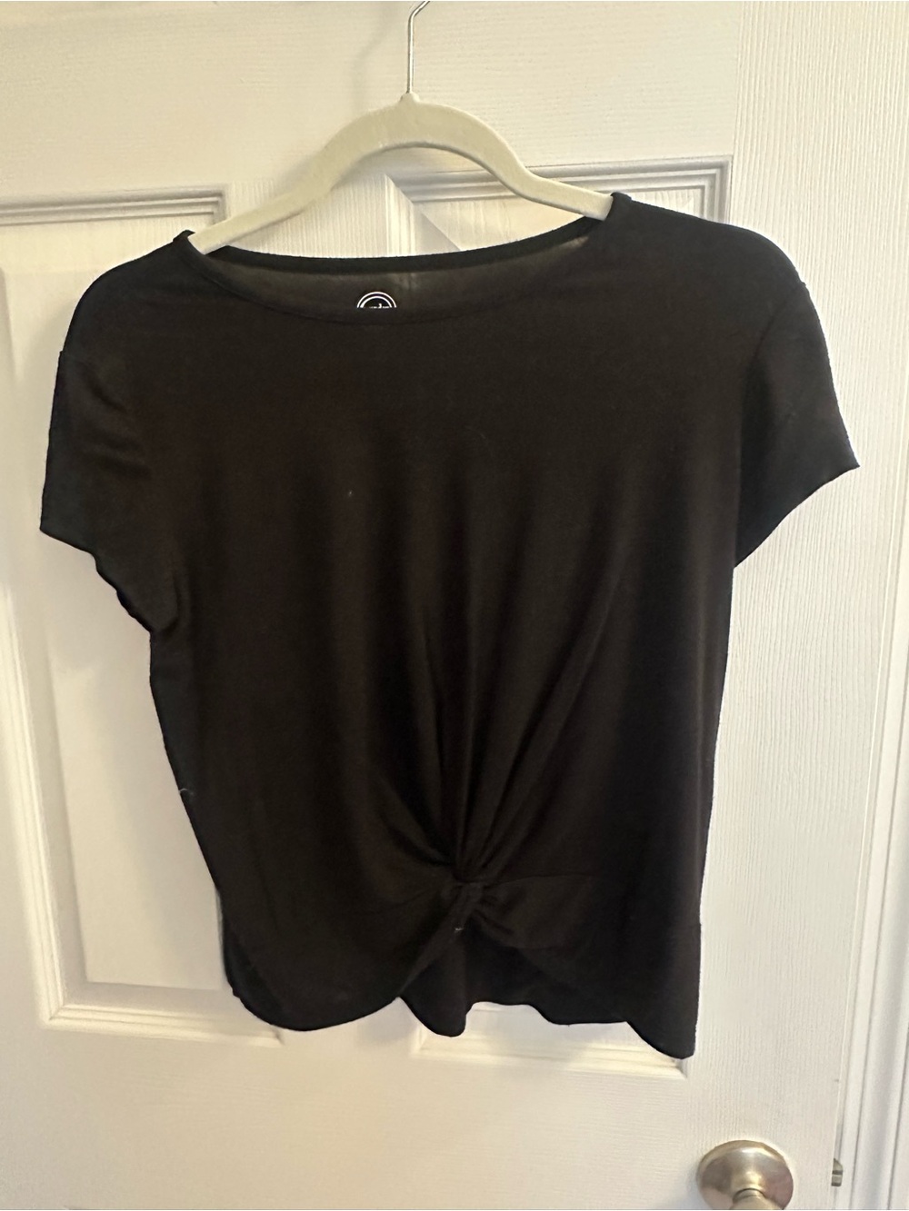 Wonder Nation Girls Size 14-16 Black Twist Short Sleeve Shirt Top
